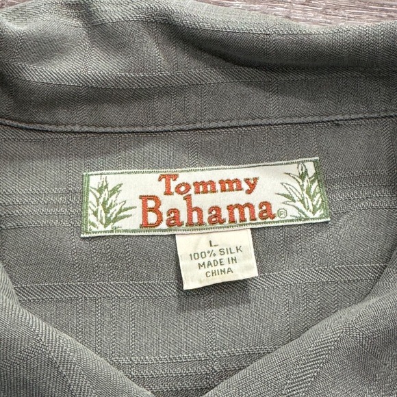 Vintage Tommy Bahama Shirt Mens Large Green Plaid Hawaiian Short Sleeve Silk - Picture 4 of 8